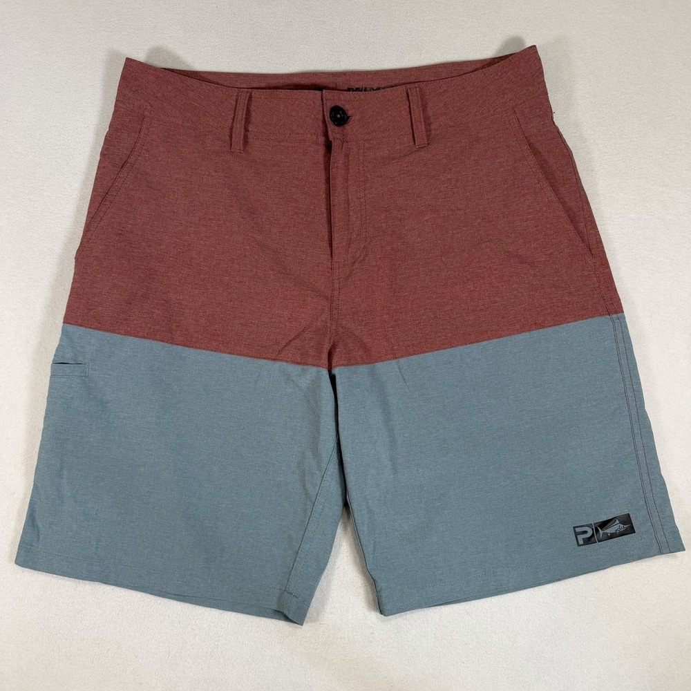 Pelagic Deep‎ Sea Hybrid Shorts Performance Red Blue Fishing Surf Casual Mens 34